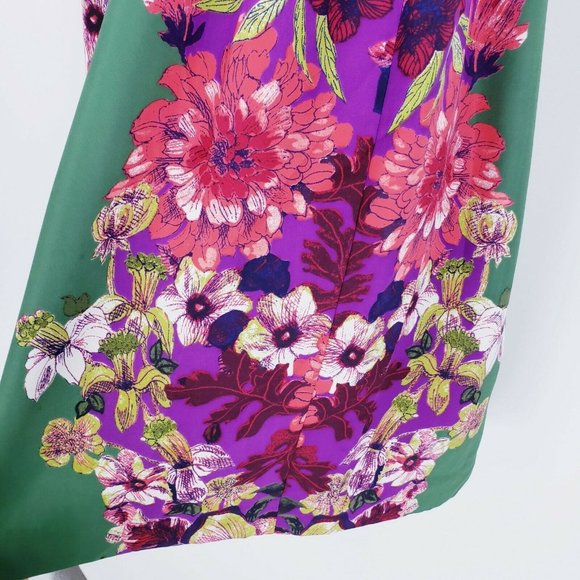 ANN TAYLOR Sheath Green Floral Dress Size 00 - Picture 6 of 9